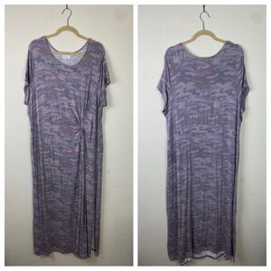 Maurices 24/7 | Brown Gray Camo Short Sleeve Maxi Dress 2X